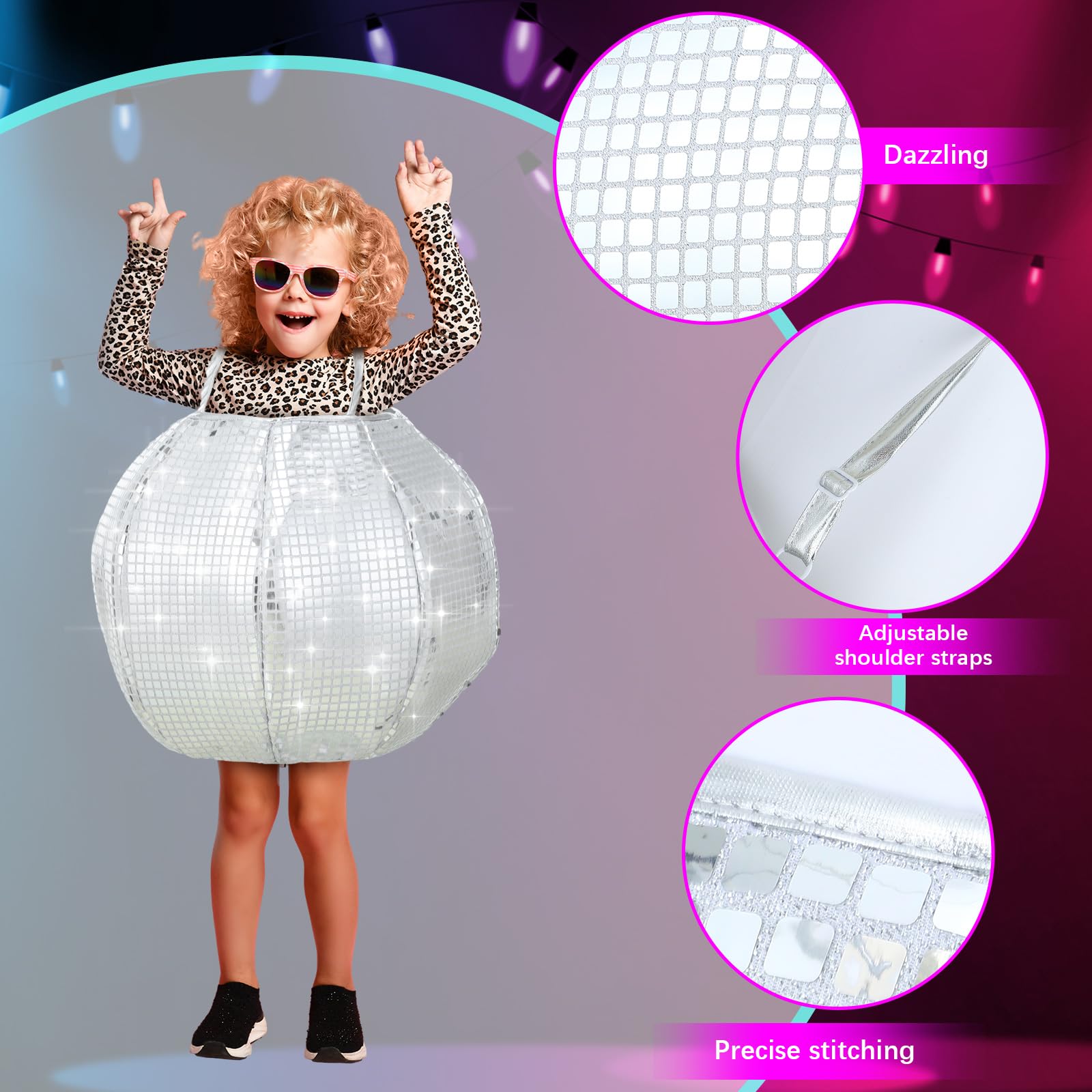 Snapklik.com : Coume Halloween Disco Ball Costume Shining Disco Outfit