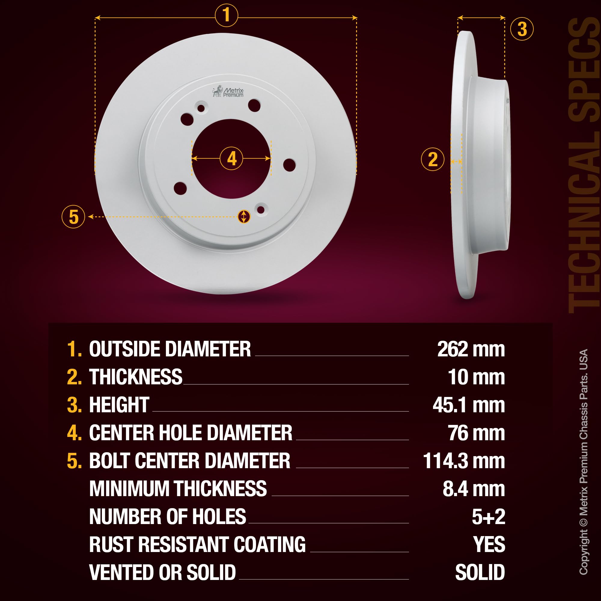 PHILTOP Front Vented Disc Brake Rotors For Hyundai Select Kia And ...
