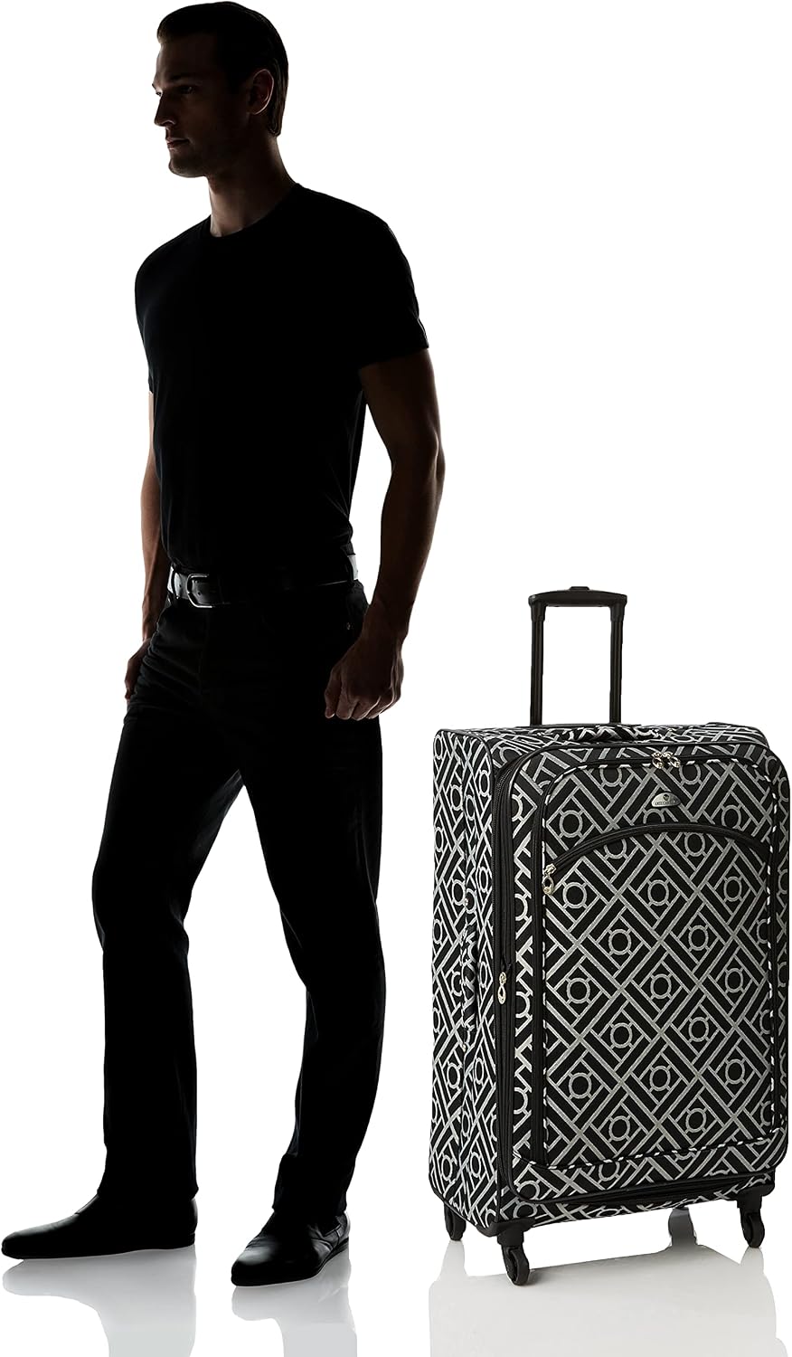 American Flyer Astor 5-Piece Spinner Luggage Set, Black/White, One Size