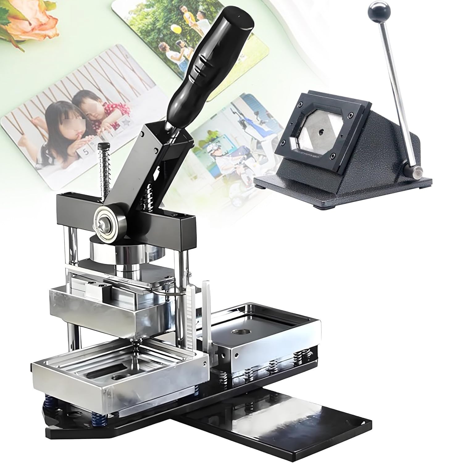 GTHTUHFD Fridge Magnet Machine Rectangle Button Maker Kit Magnet Maker Machine 80 53Mm 90 65Mm 1 Press Machine 1 Paper Cutter 100 Sets Consumables For Custom Badge Creation