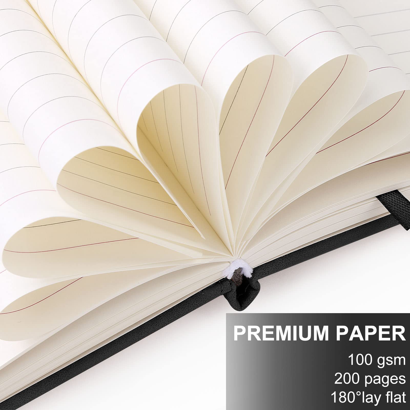 Skórzany notatnik A5 z długopisem, 200 stron, w twardej oprawie z kieszenią, papier w linie o gramaturze 100 g/m², idealny do biznesu, szkoły, podróży, personelu, czarny