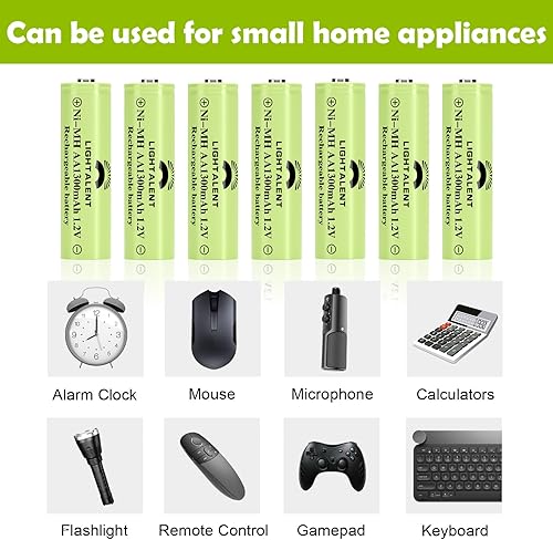 Miniatura 8 de Ni-MH Baterías recargables AA, doble A de alta capacidad, 1.2 V, precargadas para paisajismo de jardín, luces solares al aire libre, luces de