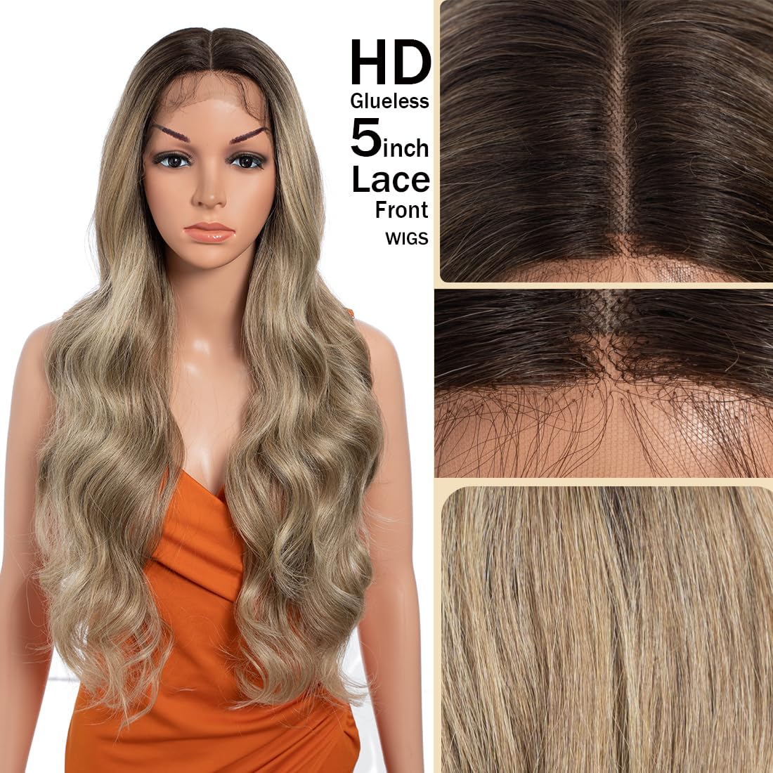 Body Wave Wig Lace Front Wig Pre Plucked Ready to Wear HD Glueless 13X5X1 Synthetic Lace Front Wigs for Women 180 Density 30inch - Image 2