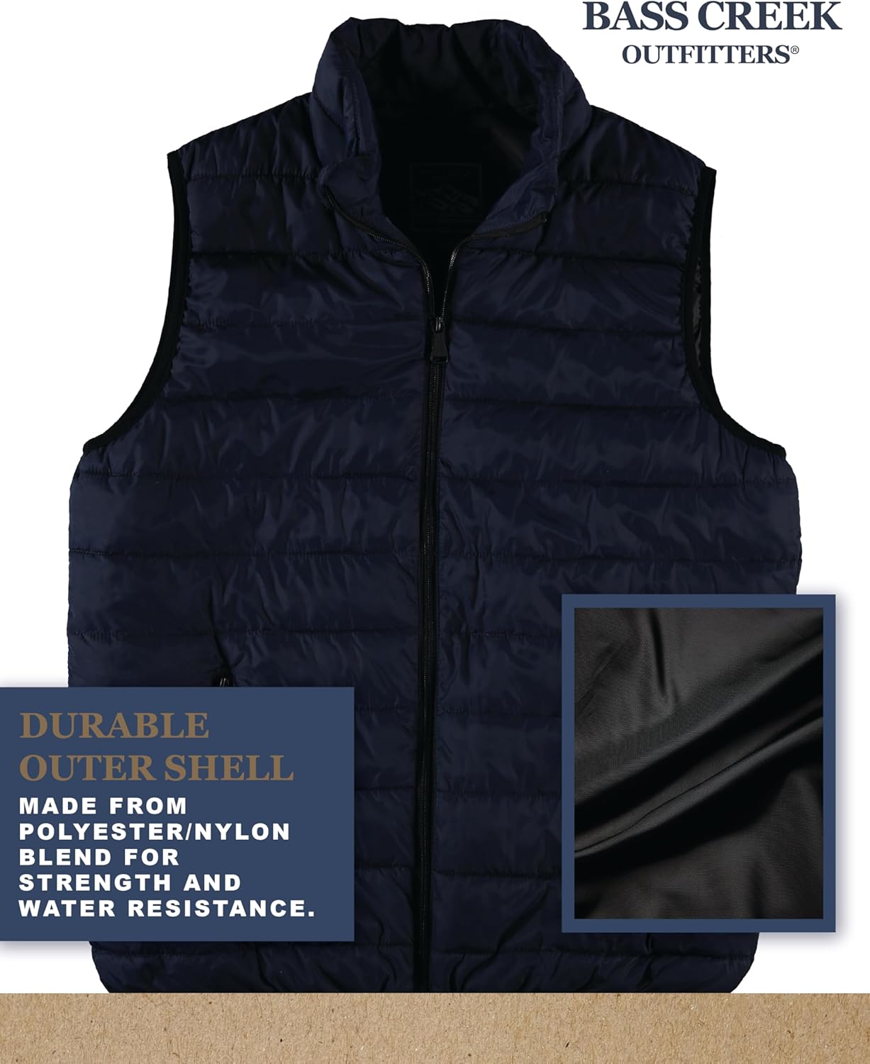 Bass Creek Outfitters Mens Puffer Vest - Down Alternative Water Resistant Packable Outerwear Zip Pockets Warm Versatile Layer - Image 5
