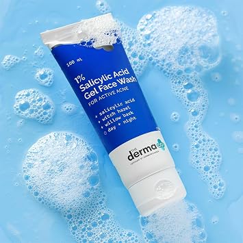 The Derma Co 1% Salicylic Acid Gel Face Wash for Acne | Deeply Cleanses & Exfoliates | Helps Reduce Acne & Controls Oil Production | 3.38 Fl Oz/100ml