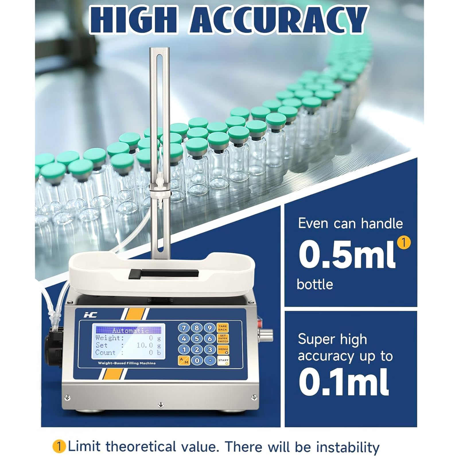 Máquina De Llenado De Líquido, 1-50 Ml De Máquina De Llenado De Líquido Automático, (precisión De 0.1 Ml) Bomba Peristáltica Machina De Llenado, Caudal Máximo: 90m/min para Aceite Esencial