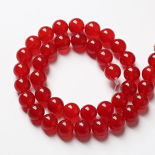 Miniatura 5 de 36 cuentas de calcedonia de jade rojo natural de 2564 pulgadas (0.394 in), redondas sueltas, piedras preciosas energéticas curativas, para hacer