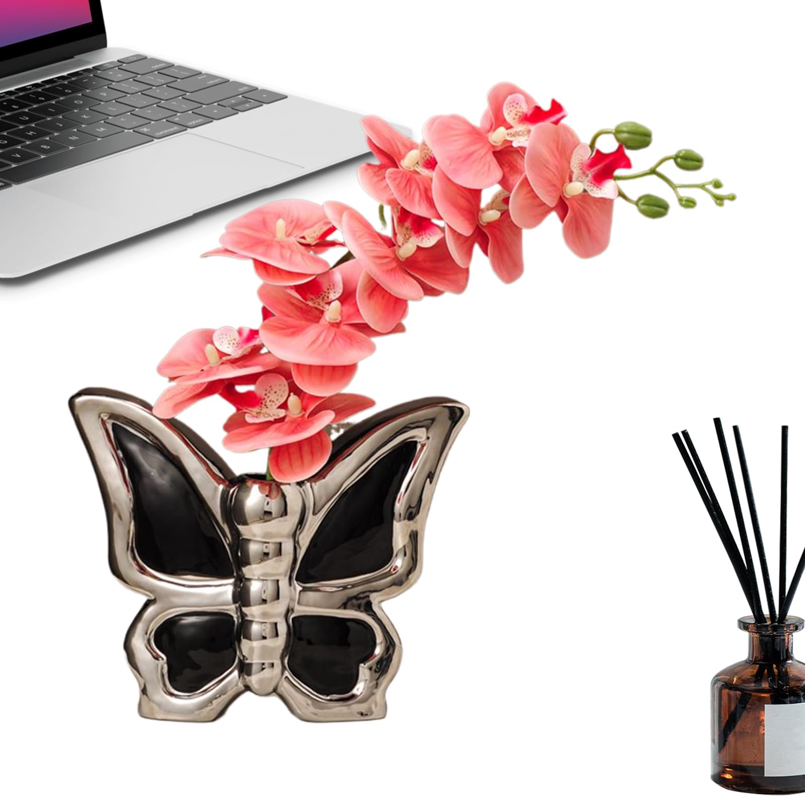 Jarrón de cerámica decorativo de mariposas para mesa de salón