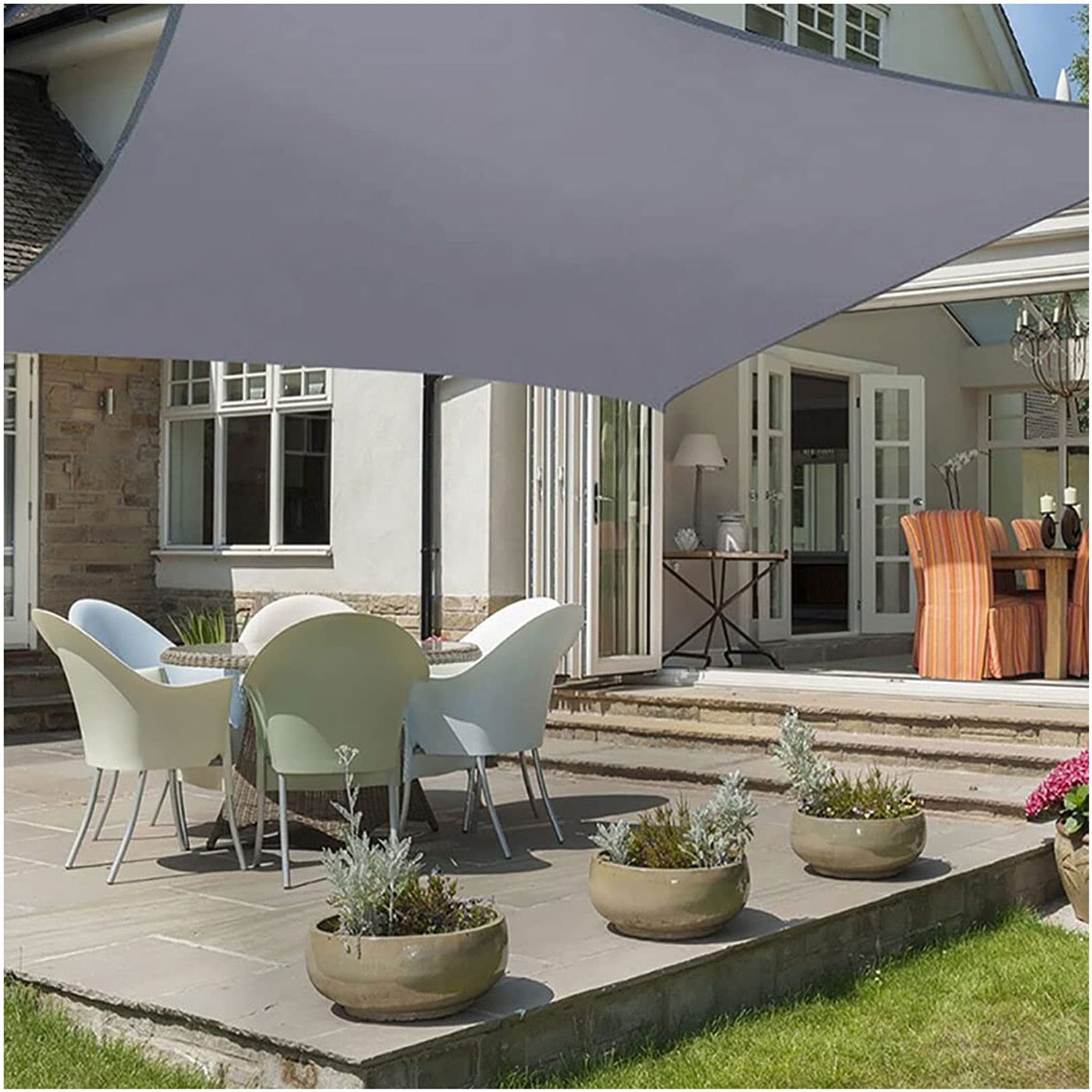 Große Markise mit wind- und staubdichten Eigenschaften, 7 x 7 m, inklusive Befestigungsseilen, ideal für Garten, Terrasse, Party, Hinterhof 