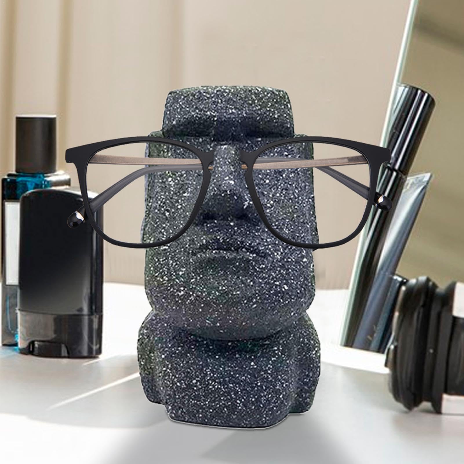 Produktbild von GALPADA Doppelter Brillenhalter Mit Weicher Polsterung – Platzsparender Brillenständer Für 2 Brillen, Stabiler Eyeglass-Halter Für Tisch, Schwarz, Beidseitig – Ideal Für Zuhause & Büro