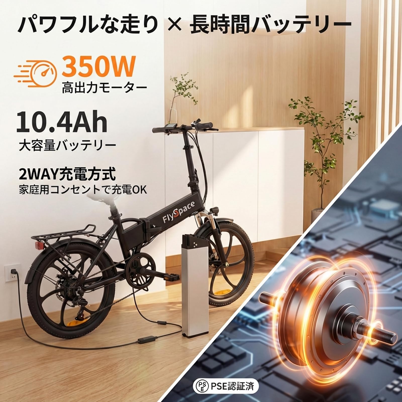 Amazon | FlySpace 20インチ電動アシスト自転車 折り畳みシマノ7段変速