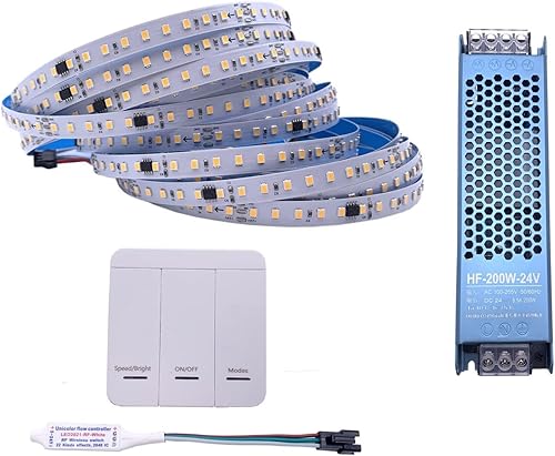 32.8 ft/Roll DC24V WS2811 - Tira LED de carreras de caballos de 120 leds/m, luz que fluye de agua corriente con controlador de panel táctil, color