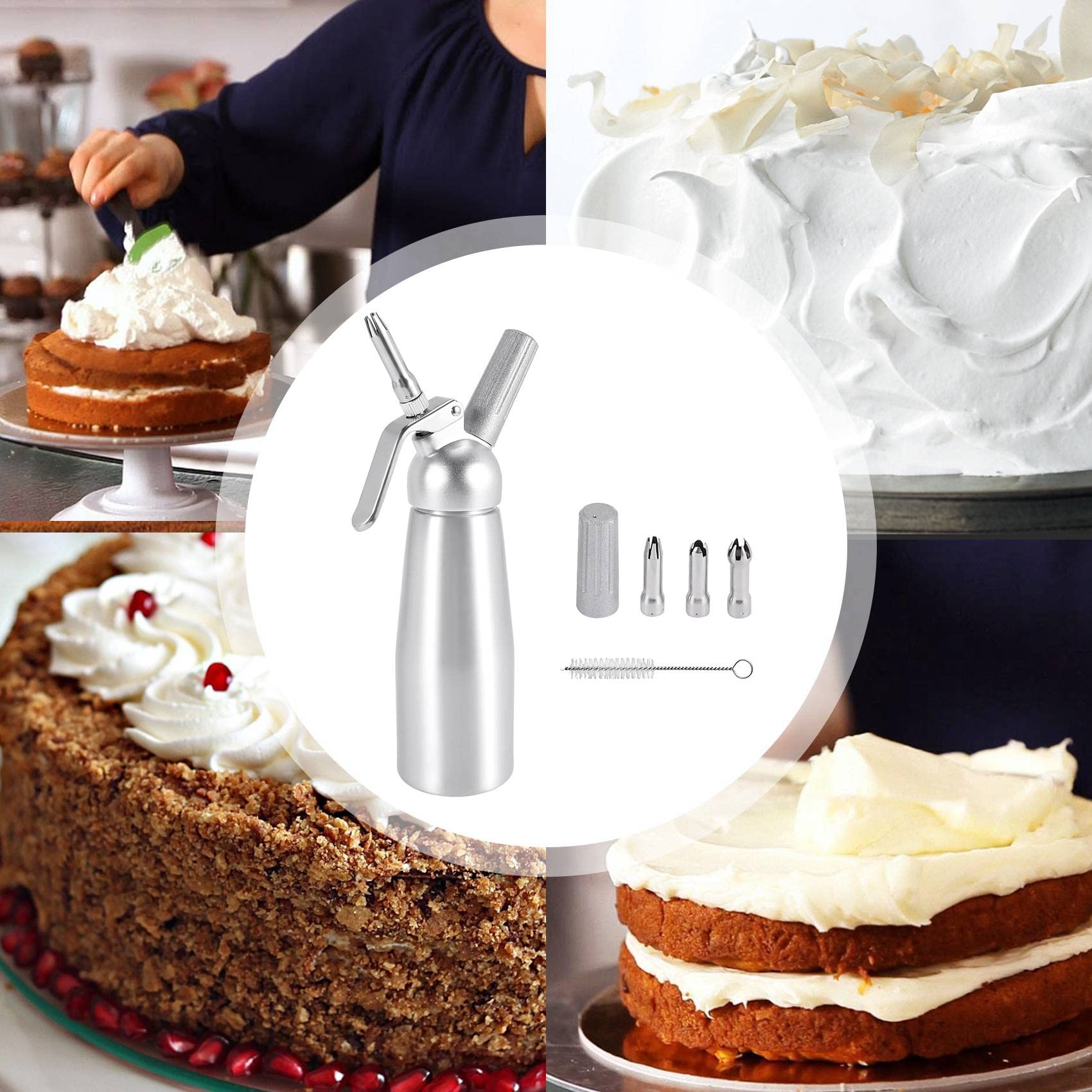 Pasuihcay Professional Whipped Cream Dispenser Stainless Steel 500ML Capacity Canister Homemade Whipped Cream Maker