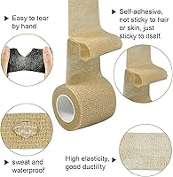 Vista 4 de Vendajes autoadherentes para deportes, esguince, hinchazón y dolor en muñeca y tobillo, 8 unidades, 2 x 14.7 pies (rosa)