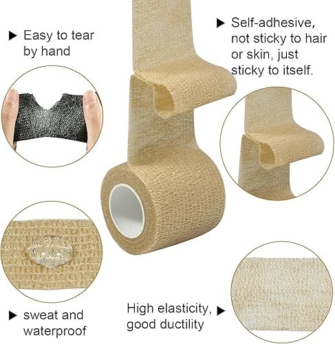 Miniatura 4 de Vendajes autoadherentes, cinta cohesiva autoadherente, cinta elástica deportiva atlética para deportes, esguince, hinchazón y dolor en muñeca y