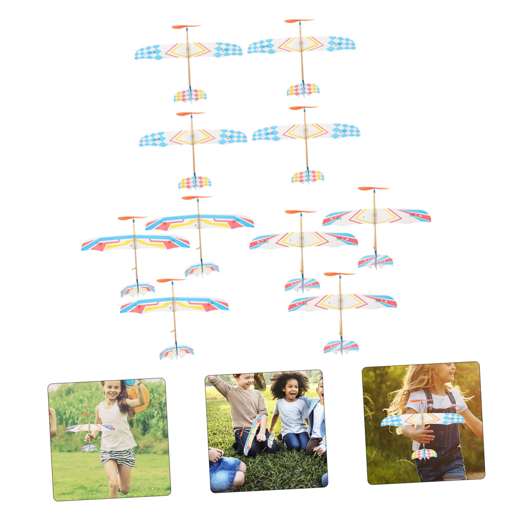 Lot de 10 planeurs en caoutchouc pour garçons et filles - Favorise la coordination œil-main et les parents - Pour garçons et filles