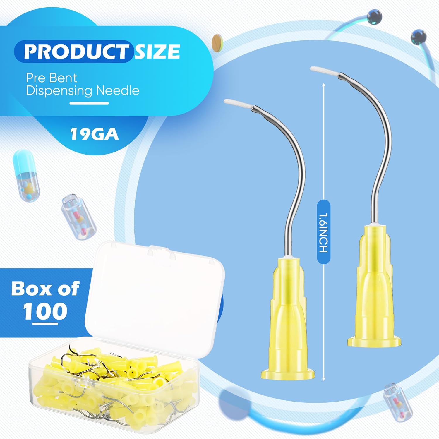 Threlaco 100 Pcs Mixing Tips 19g Bent Dispensing Tips with Brush End Disposable Oral Irrigation Needle for Oil or Glue Applicator