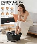 Spa pour pieds collapsibles avec chaleur, masseur de bain pour pieds avec 6 Rouleaux de massage, écran tactile couleur, bulle, contrôle de la température et température constante, tub de savon de pied de pédicure pour les pieds de relaxation (noir)