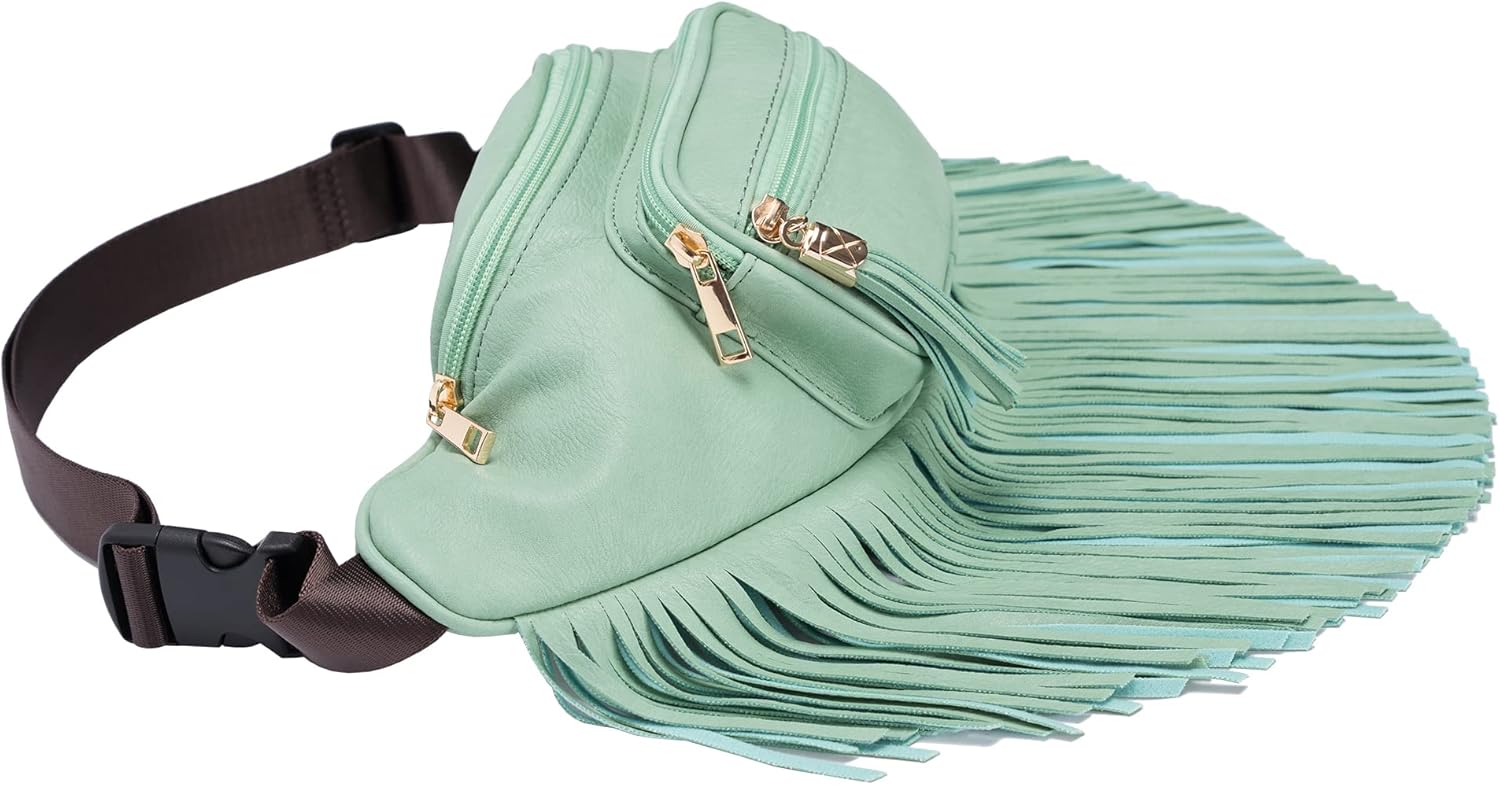 Solene Fringe Waist bag for women with Multi Zipper Pockets
