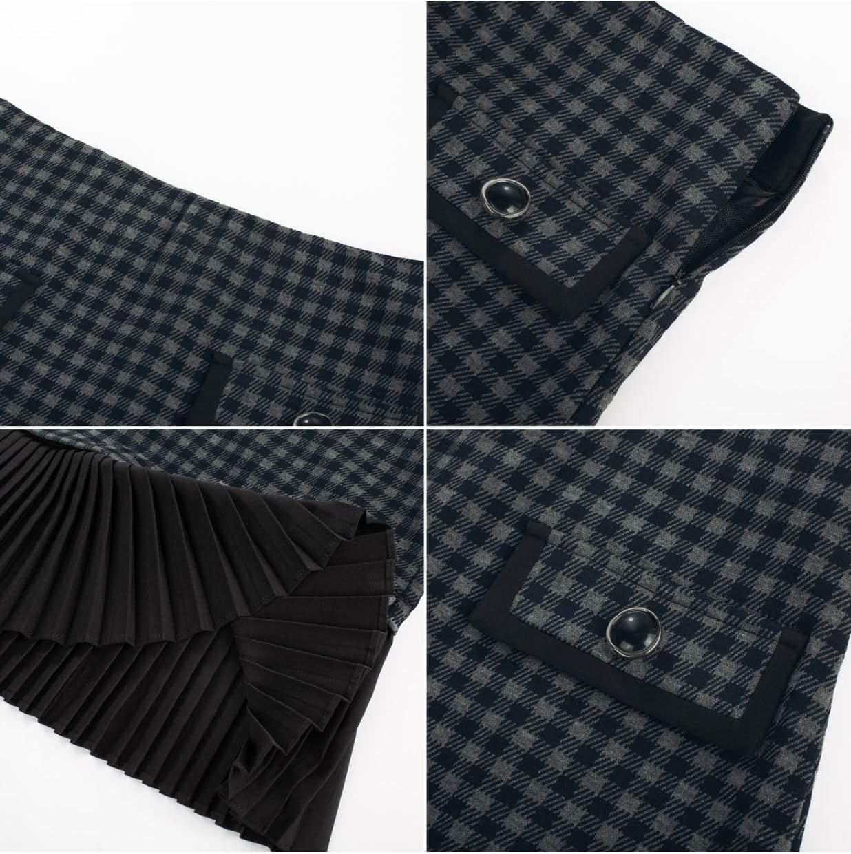 Kate Kasin Women's Casual Plaid High Waist Pleated A-Line Uniform Mini Skirt - Image 6