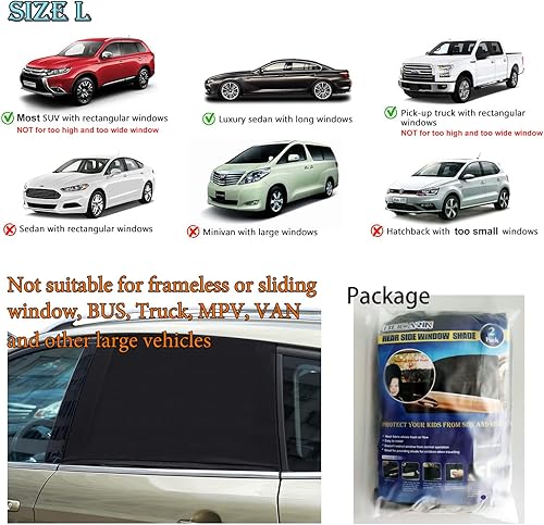 Miniatura 8 de Parasol para ventana de automóvil para bebé, paquete de 2 protectores de sol, malla transpirable para ventana lateral trasera para SUV, protección