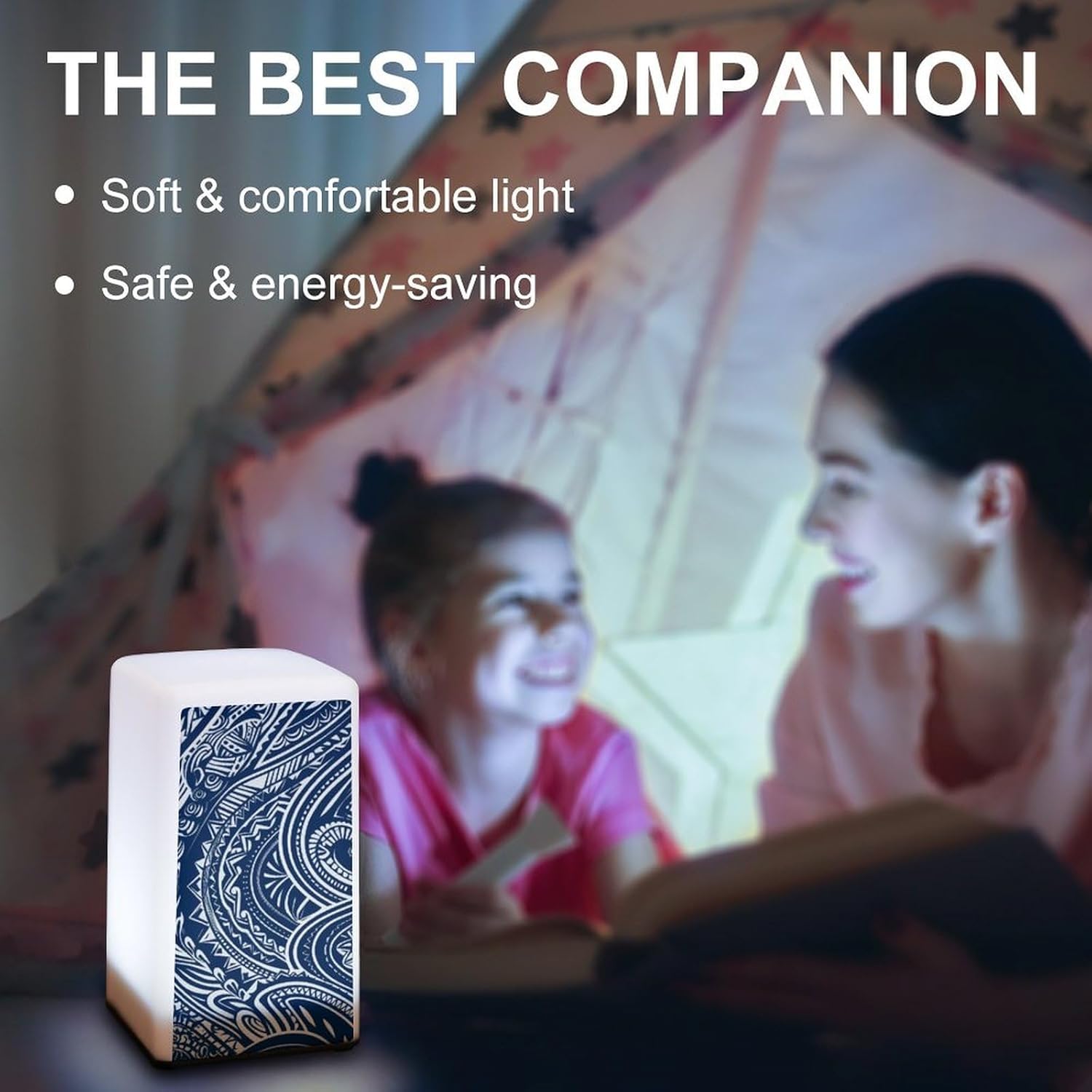 Desk Lamp for Office Home Dimmable Small Desk Lamp Blue Polynesian Maori Tribal Pattern Battery Operated Lamp for Reading Study Work