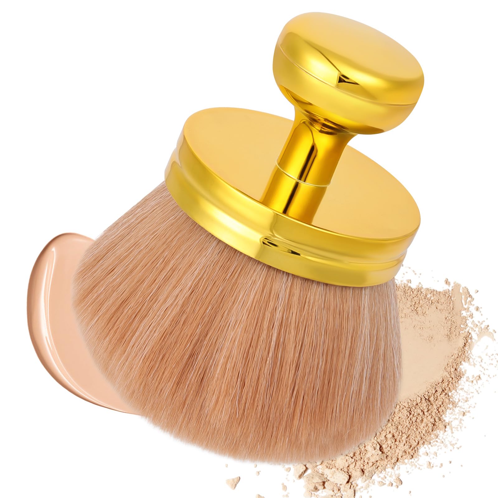 LOPHE Cepillo Aplicador Autobronceador, 1pc Cepillo Bronceador, Pincel Autobronceador, Brocha Autobronceadoras con Una Bolsa, Pincel de Maquillaje para Aplicador Crema Loción Faciales(Color Oro)