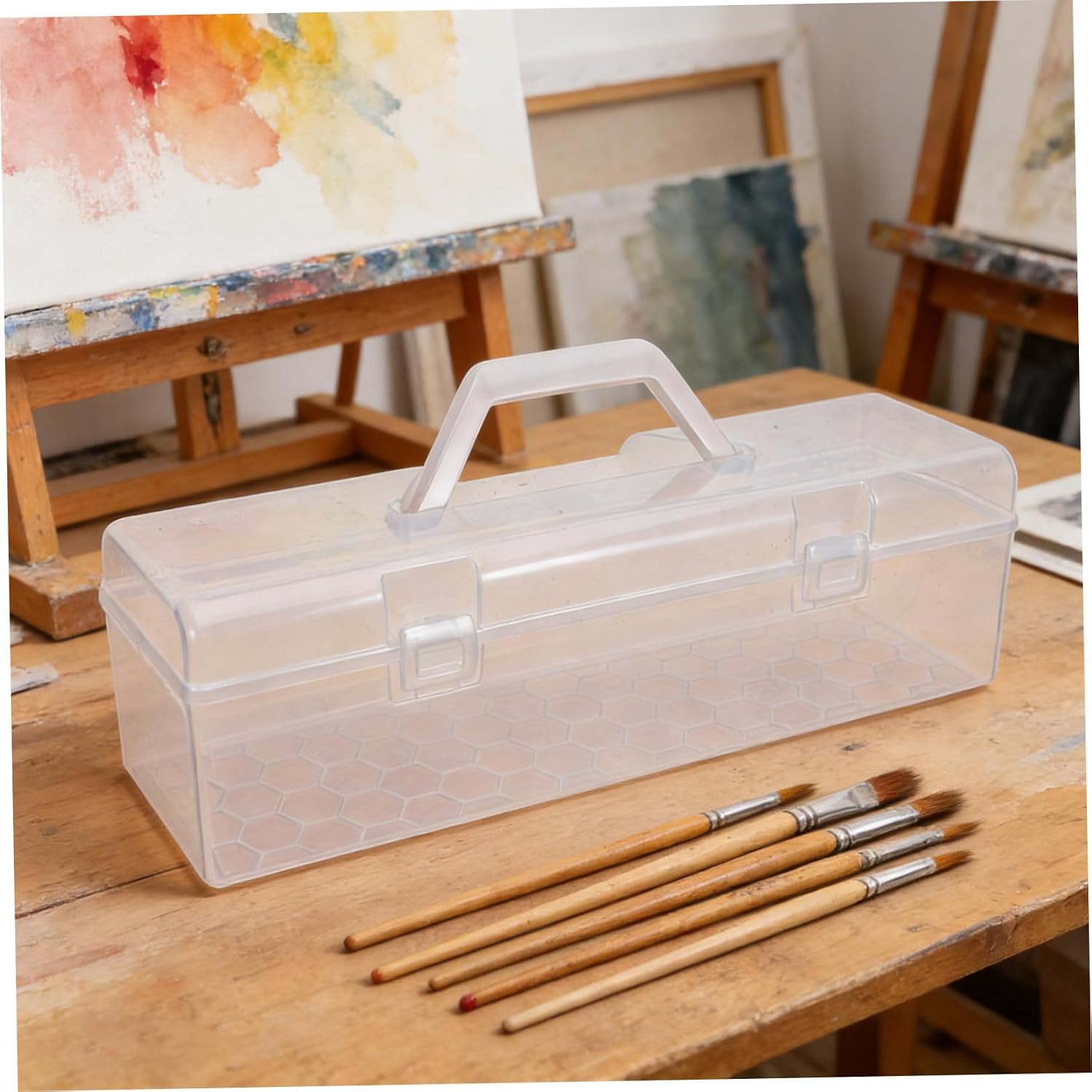 Luxshiny Storage Boxes with Handle Versatile 2pcs Portable Rectangular Plastic Tool and Pencil Organizer Compact Utility Case for Art Students and Travel for Hardware and Stationery