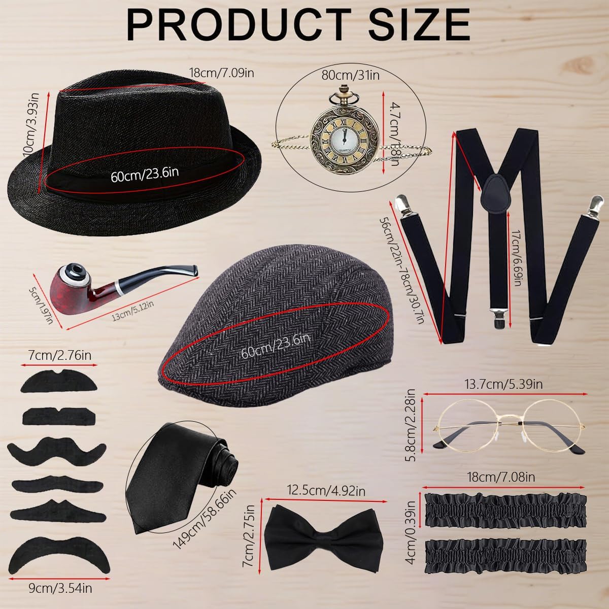 Mikbnfrb 1920s Mens Costume Accessories Outfit Set Gangster Roaring 20s Costumes for Gatsby Party - Image 2