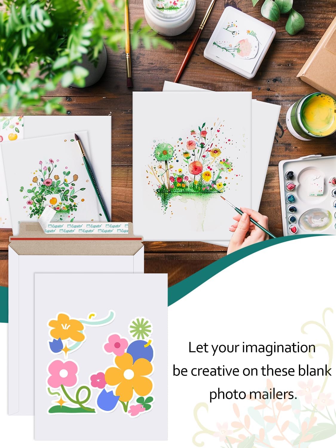 Eupako 9x11.5" 25 Pack Photo Document Mailer White Stay Flat Self-Seal Cardboard Envelopes for CDs, Pictures, Documents, 9.25 x 11.75 Inches - Image 6