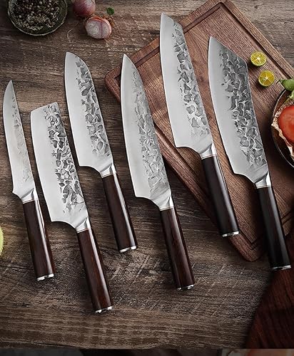 Miniatura 6 de Cuchillo de chef para sushi de 8 pulgadas de acero al carbono forjado a mano, cuchillos de cocina para el hogar, cocina y restaurante, mango