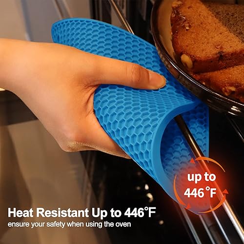 Miniatura 3 de Coomin Salvamanteles de silicona para platos calientes, 4 alfombrillas resistentes al calor para encimeras, almohadillas calientes antideslizantes