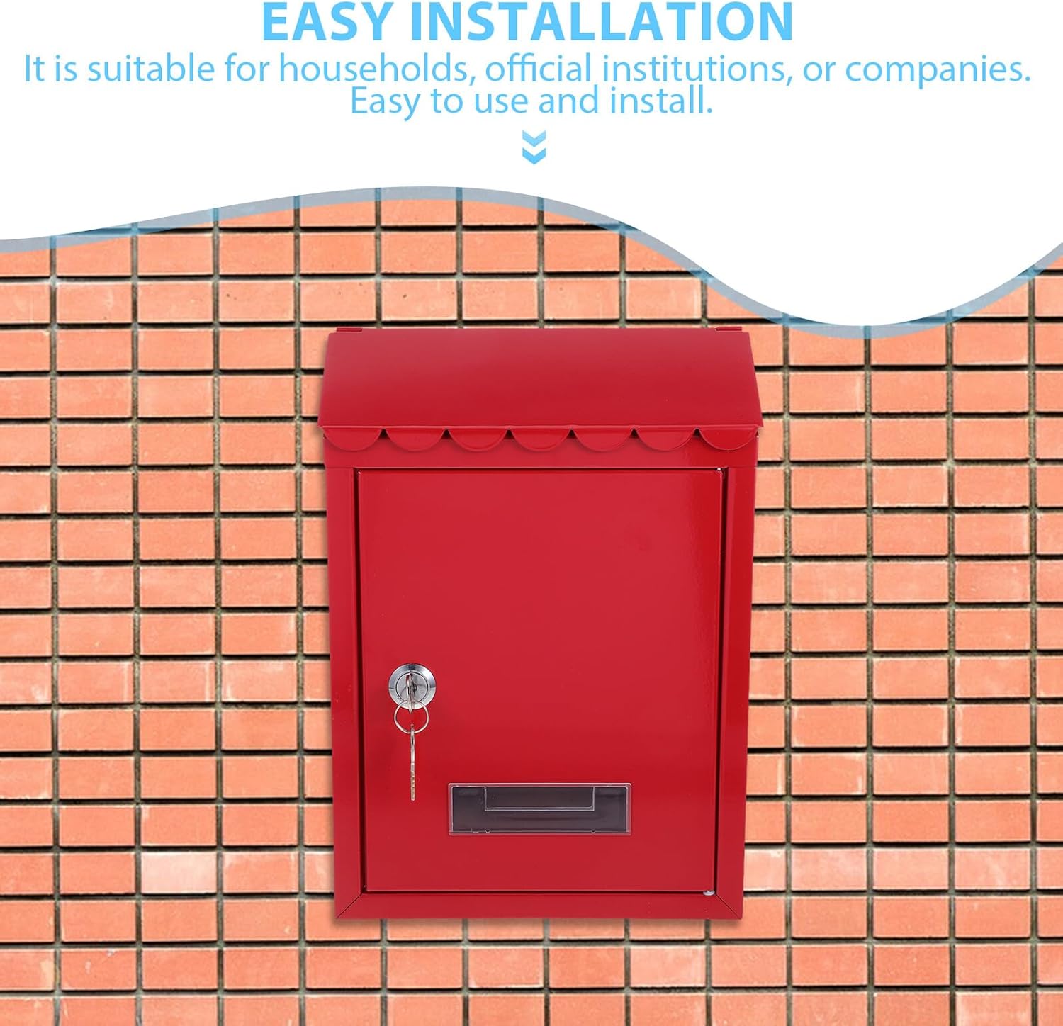 VALICLUD Wall-Mount Tinplate Mailbox with Lock and Key, Outdoor Metal Deposit Box for Home and Villa, Secure Money and Donation Box with Wall Mounting for Residential Use