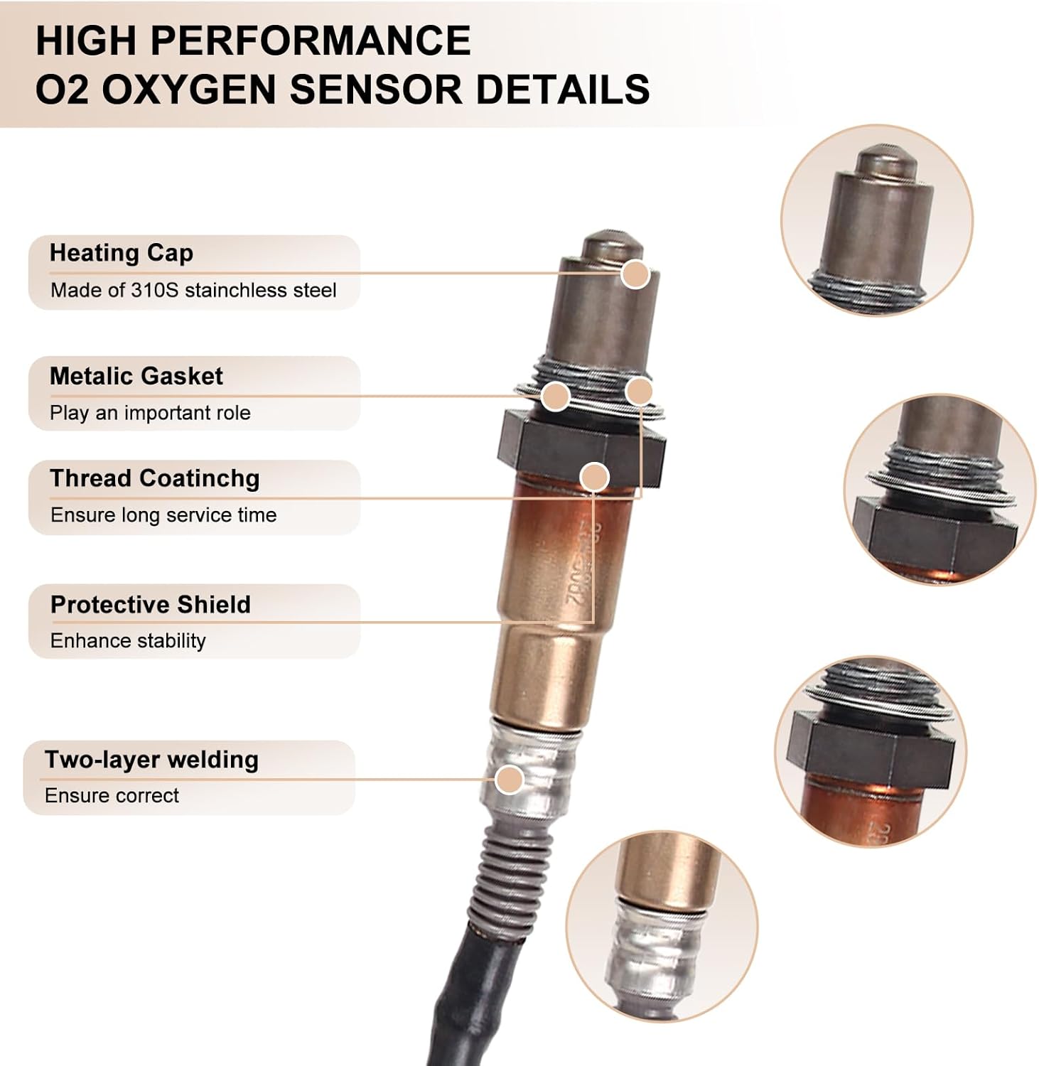 Oxygen O2 Sensor Upstream and Downstream Fits for Hyundai Elantra 2011-2016, Elantra GT 2013-2014, for Kia Forte Forte5 2014-2016 1.8L 2.0L, Replace 234-5082, 392102-E100, 234-4552, 39210-2E400 2Pcs