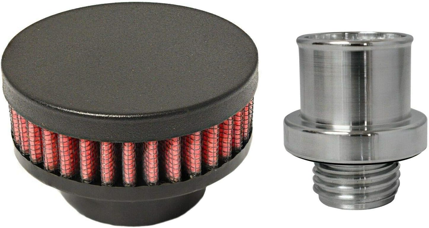 1-0302-5-WB Baffled Billet Valve Cover Breather compatible with '06-15 Dodge Charger HEMI R/T Daytona & SRT-8 Superbee (Exc. Hellcat) (Textured Black)