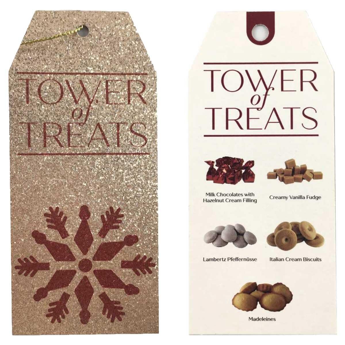 Juego de caja de regalo de torre de golosinas festiva: cesta de chocolates, dulces, galletas (se suministra 1 torre al azar)
