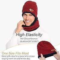 Vista 50 de FZ FANTASTIC ZONE Conjunto de gorro de invierno para hombre y mujer, bufanda de punto cálido, forro polar grueso, gorro de calavera, calentador