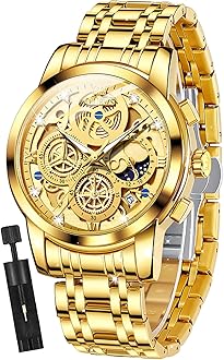 OLEVS Mens Watch Chronograph Luxury Diamond Dress Business Analog Quartz Wrist Watches Stainless Steel Waterproof Luminous