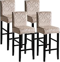 Vista 47 de FORCHEER - Juego de 2 fundas para taburete de bar con respaldos, aspecto de cuero, para taburetes de bar de respaldo corto, extraíbles y lavables