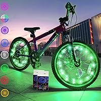 Vista 10 de TINANA Paquete de 2 luces LED para rueda de bicicleta, luces ultrabrillantes impermeables para radios de bicicleta, decoración de ciclismo