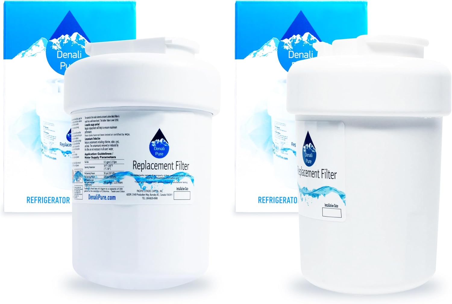 2-Pack Replacement for General Electric TFX26PPDABB Refrigerator Water Filter - Compatible with General Electric MWF, MWFP Fridge Water Filter Cartridge