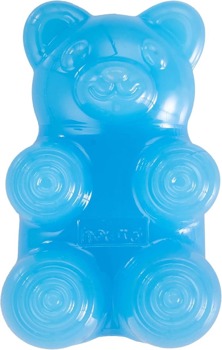 Outward Hound Gummiez Bear Juguete y relleno de golosinas para perros, masticable interactivo con aroma a frambuesa azul de 4.7 ″ x 3 ″ para perros, promueve dientes, encías y enriquecimiento mental saludables, reduce el aburrimiento y apoya la salud dental