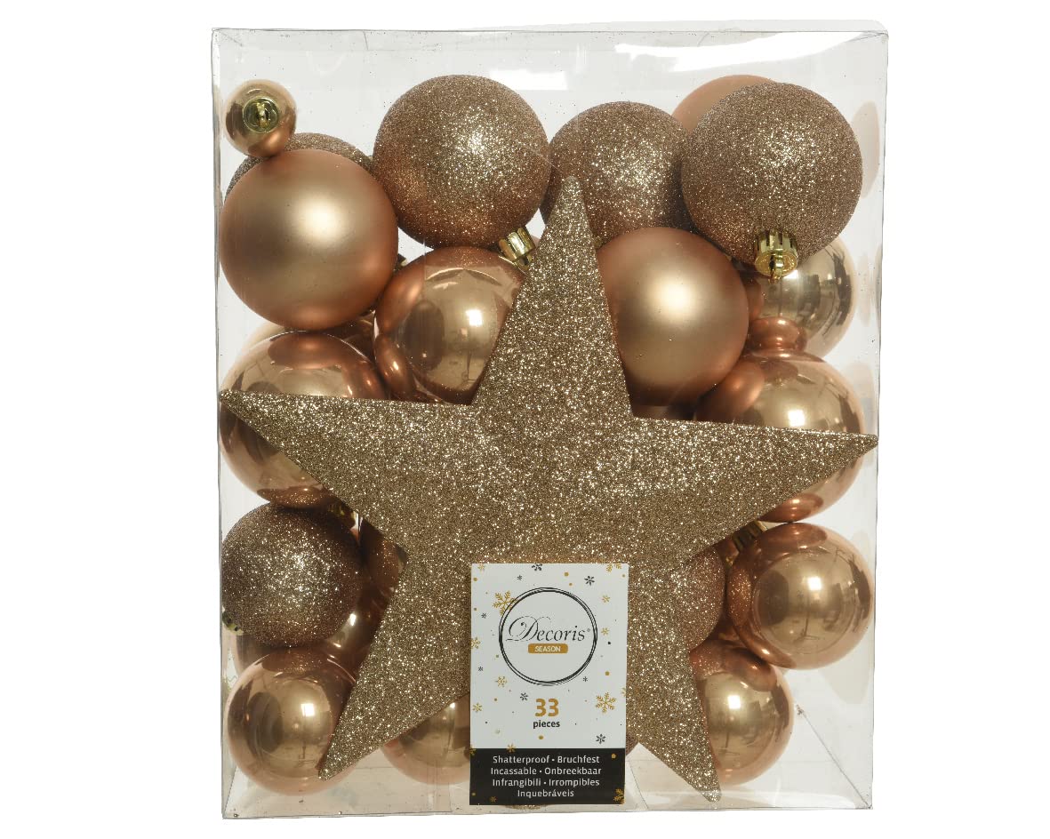 Bolas de Navidad irrompibles Kaemingk color crema y beige de 5-8 cm para un árbol seguro