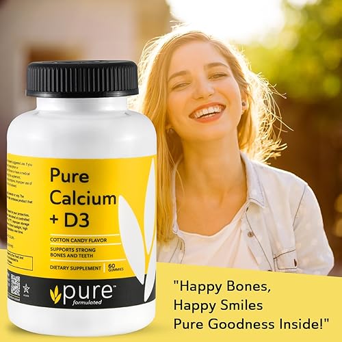 Miniatura 9 de Chewable Calcium + Vitamin D3 Gummies  Vegan Vitamin Supplements for Bones & Teeth Support, 1000 IU Gluten and Dairy Free - Kosher (60 Gummies)