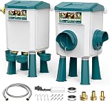 CHAMUTY Mangeoire Poules Anti Nuisible, Abreuvoir Poules Automatique 7 litres avec Pieds, Flotteur Filtré, Tuyau en Acier Inoxydable de 1,5 m, Distributeur Eau Automatique - 1