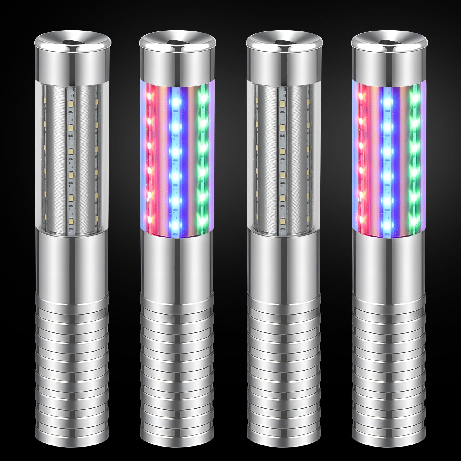 4 piezas de luz estroboscópica LED RGB recargable para servicio de bengalas de servicio de botella reutilizable botella de champán LED de mano para club, escenario, discoteca, fiesta, concierto,