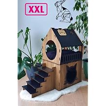 B y k Kedi Evi Xxl Terasl  Kedi Evi 5kg Ve  zeri Kediler I in XXL S YAH