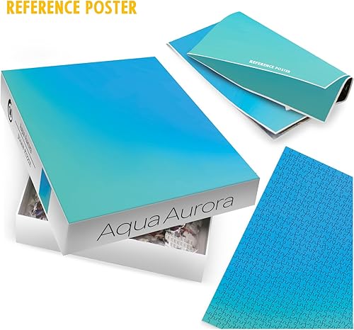 Miniatura 4 de Aqua Aurora - Rompecabezas de 1000 piezas para adultos, rompecabezas de color azul de 1000 piezas, rompecabezas degradado, rompecabezas que cambia
