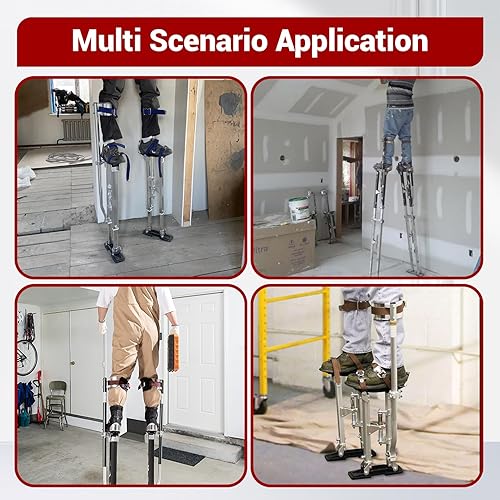 Vista 14 de findmall Zancos de aluminio ajustable de 15-23 pulgadas para paneles de yeso para pintar o limpiar