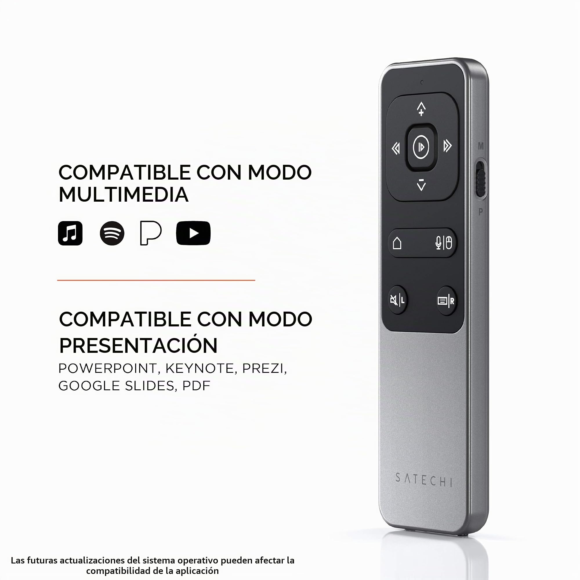 SATECHI Control Remoto Multimedia Bluetooth R2, USB C Recargable | Alcance de hasta 10 m, hasta 6 meses de batería, para PowerPoint y Keynote, MacBook, iPad y iMac